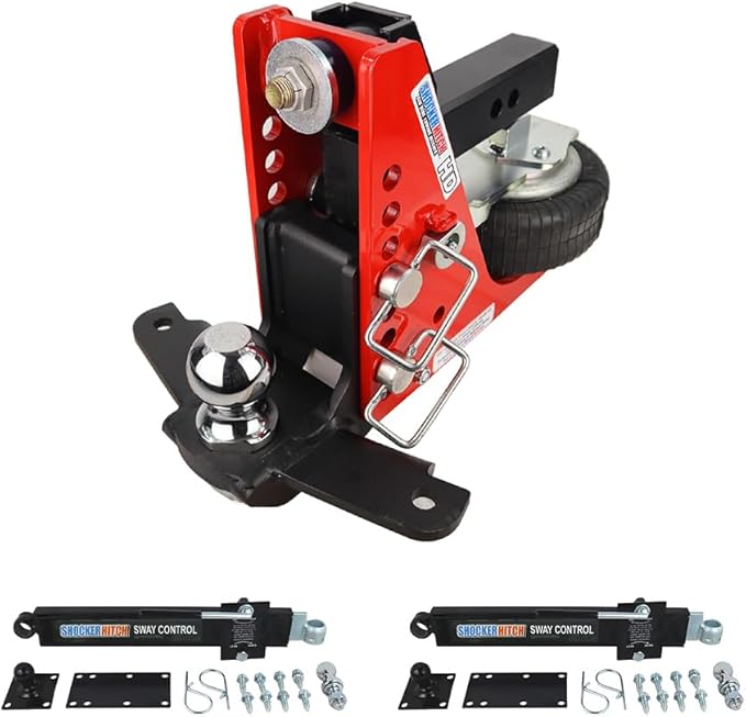 Shocker HD Air Ride Drop Hitch & Sway Control Towing Kit - Fits 2" Hitch Has 2-5/16"Ball, 20,000 lbs, Has 2 Sway Arm Bar Kits
