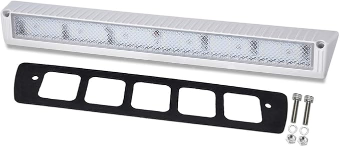 Raycharm 22.4" RV & Boat Exterior LED Porch Lighting Fixture, 40° Down Angle Flood Beam, 6000K Cool-White, 12V/24V DC, High Lumen Output Low Current Draw, Waterproof White Finish, 1-Pack