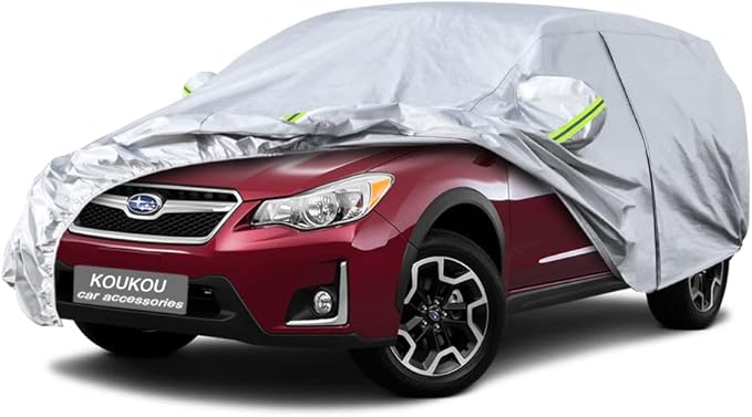 Koukou 6 Layers Car Cover Custom Fit Subaru Crosstrek from 2017 to 2025, Waterproof All Weather for Automobiles, Sun Rain Dust Snow Protection. (Ships from US Warehouse, Arrive Within 3-7 Days)