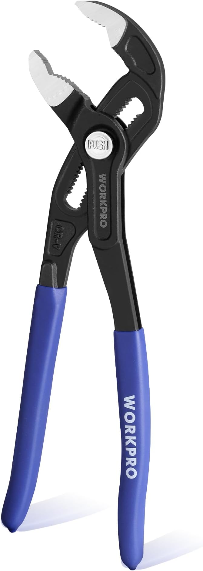 WORKPRO 10" Water Pump Pliers, V-Jaw Groove Joint Pliers, Upgraded 50mm Wide Opening, Quick Adjustable Plier for Home and Industrial Repair, CR-V Steel, Dual Serrated, Soft Grip