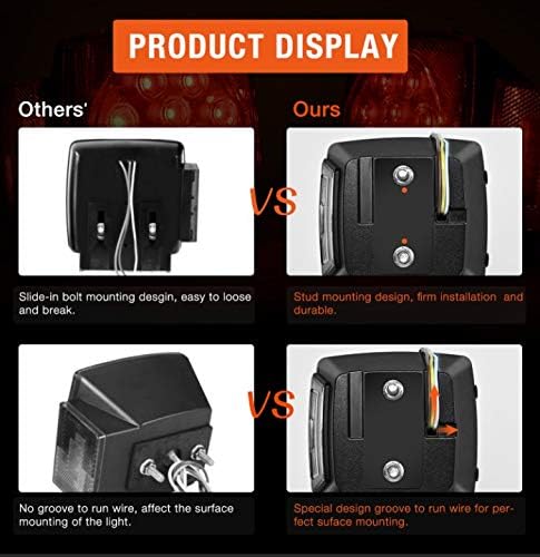 Nilight 2PCS Square LED Trailer Light Kit Low Profile Submersible IP68 Stop Turn Tail Side Marker License Lamps for 12V Utility Boat Camper RV Trucks Marine Snowmobile