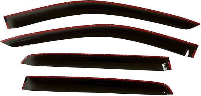 2019-2023 Tape-On Rain Guards for Ford Ranger SuperCrew Side Window Visor Deflectors XL XLT Lariat Smoke Durable Tinted Shades 2020 2021 2022