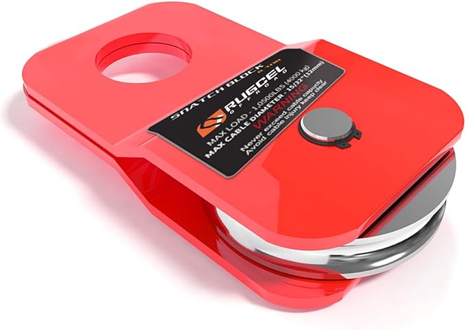 RUGCEL WINCH 4.8T Heavy Duty Recovery Winch Snatch Block,10500lb Capacity (red),Towing Pulley System for Synthetic Rope or Steel Cable