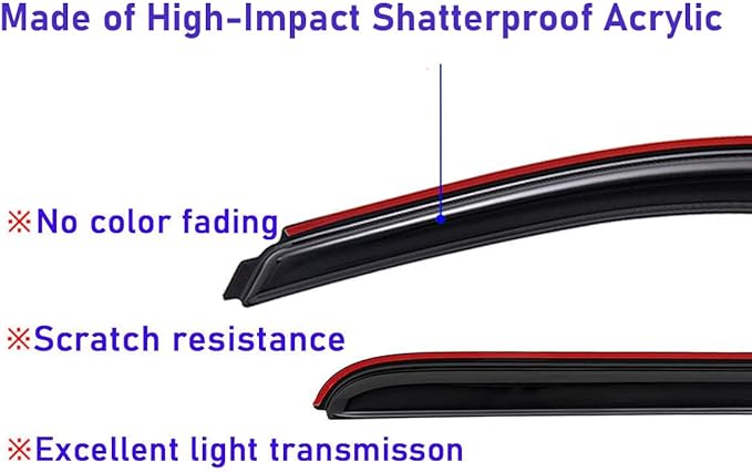 Lightronic Extra Durable Clip-on In-Channel Auto Vent Window Visor Rain Guards, Fits 2007-2021 Toyota Tundra CrewMax, SR5/Limited/1794 Edition/Platinum/TRD Pro (4-Door Extended Crew Cab), Smoke, 4-Pcs