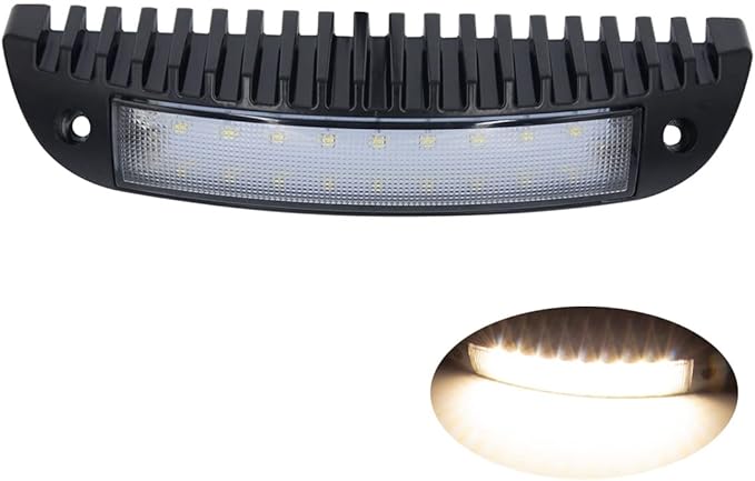 Raycharm 9.1" RV Low-Profile LED Awning Light Fixture, 40° Down Angle Focused Flood Beam, 3000K Warm-White, High Light-Output Low Ampere, Aluminum Housing Black Finish, 12V/24V, 1-Pack