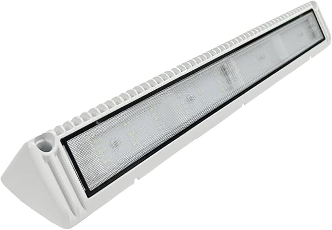 RV LED Exterior Lights, 18 Inch Boat Marine Trailer Utility Porch Awning Lighting Fixture, 12V/24V DC 6000K Cool-White Flood Beam, White Finish, 1 Pack
