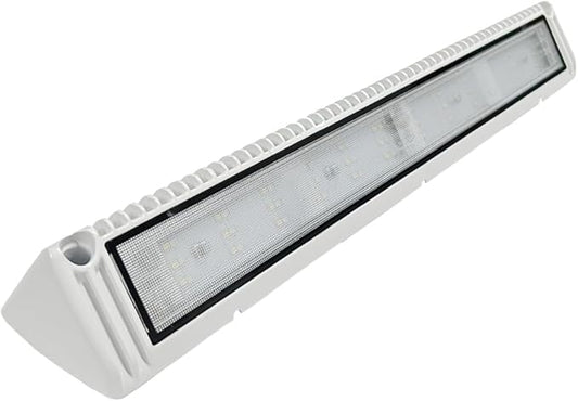 RV LED Exterior Lights, 18 Inch Boat Marine Trailer Utility Porch Awning Lighting Fixture, 12V/24V DC 6000K Cool-White Flood Beam, White Finish, 1 Pack