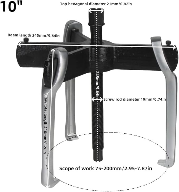 2 Jaw 3 Jaw Gear Puller, Heavy Duty Pulley Puller,Car Accessories Gear Bearing Flywheel Pulley Removal Tool,Gear Removal Tool Gear Puller (10inch)