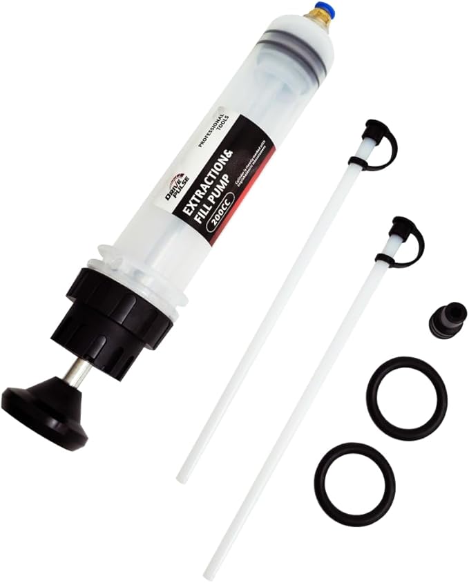 Automotive Fluid Extractor Pump 200cc - Manual Oil Change Pump for Engine, Transmission, Differential Fluid 6.7oz Essential Mechanic Tool for Garage, DIY Car Maintenance