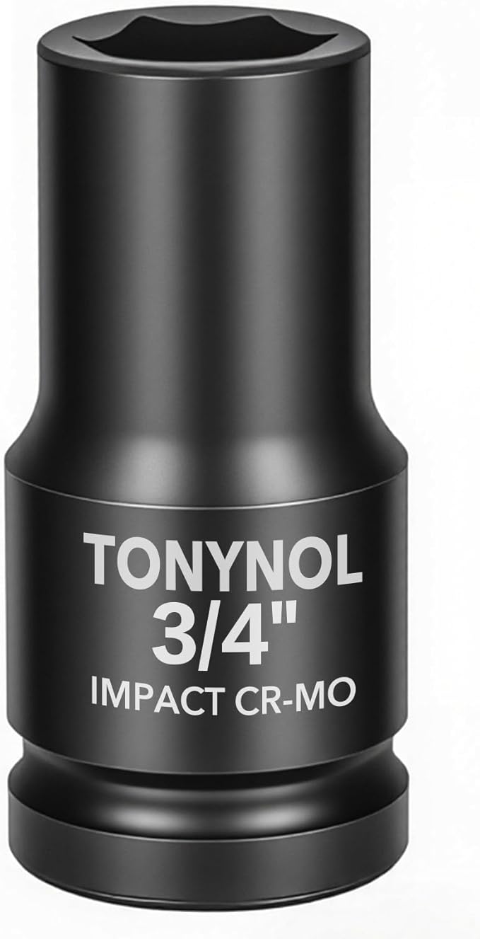 3/4" Inch Drive Deep Impact Socket,6-Point,SAE Size 3/4",80mmL,CR-MO,Heavy-Duty Automotive & Industrial Repair