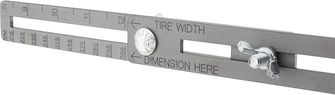 Speedway Motors WheelWise™ 8-Lug Wheel Fitment Tool with Tire Size Attachment, Simulates 14-22 Inch Rim Diameter, 8-14 Inch Tire Width, 2.5-11.5 Inch Sidewall, Laser Cut Steel