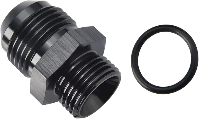 12AN Male Flare to 8AN 8 ORB O-ring Boss Fuel Rail Adapter Fitting Aluminum Black
