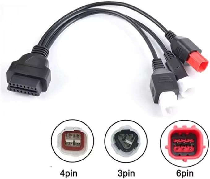 3pin 4pin 6pin to 16pin Connector Cable 3 in 1 OBD2 Diagnostic Adapter Conversion line Fit for Yamaha Honda Euro5 Motorcycle