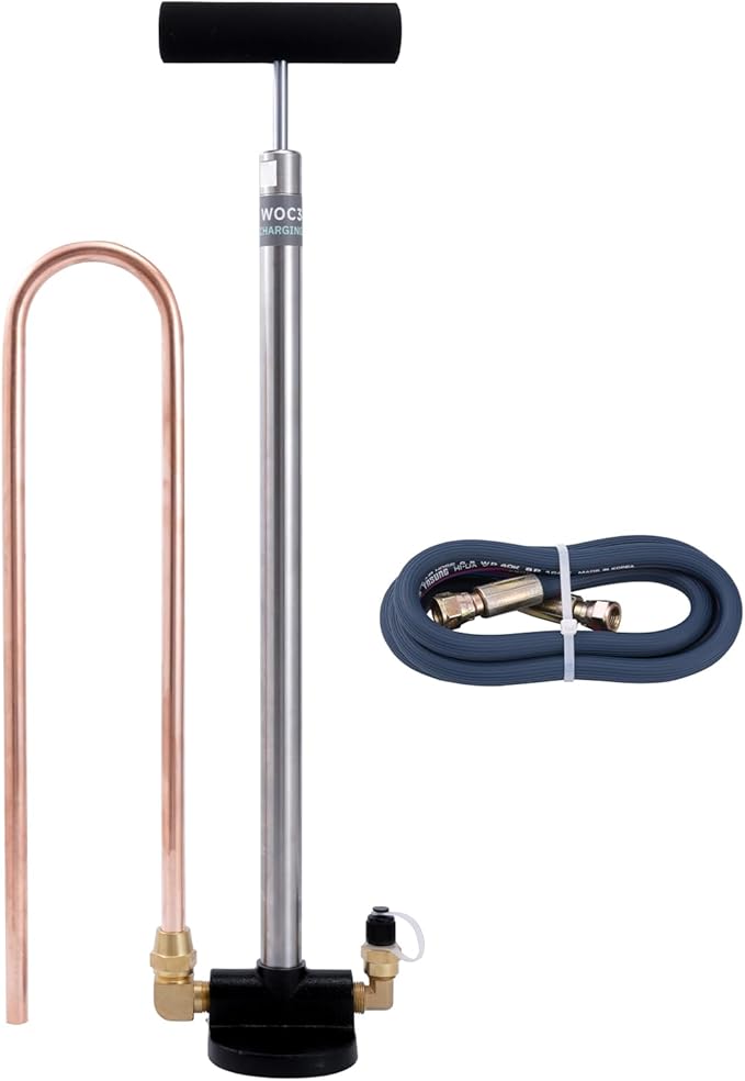 WATNOVA Professional Refrigeration Oil Charging Pump - 250PSI Non-Stop Operation, 3.8oz/Stroke, Dual-Brace Design w/ 1.5M Hose & Backflow Prevention (All Oil Types, 1/2.5/5 Gal Tanks)