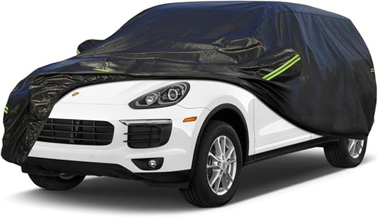 KouKou Waterproof SUV Car Cover Suitable for Porsche Cayenne from 2002 to 2025, 7 Layers Windproof All Weather Waterproof Outdoor Cover Sun Rain UV Dust Snow Protection. Black