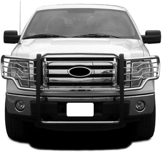 Black Horse Grille brush Bumper Guard Modular Stainless Steel Compatible with 2009-2014 Ford F-150-17FP30MSS