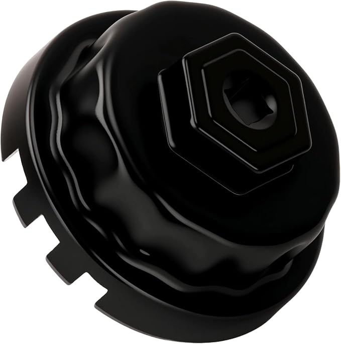 64mm 14 Flute Oil Filter Wrench, 4 Slots Oil Filter Cap Removal Tool Replacement for Lexus, Camry, Tundra, 4Runner, Highlander, RAV4 Vehicles 2.5-5.7L Engine