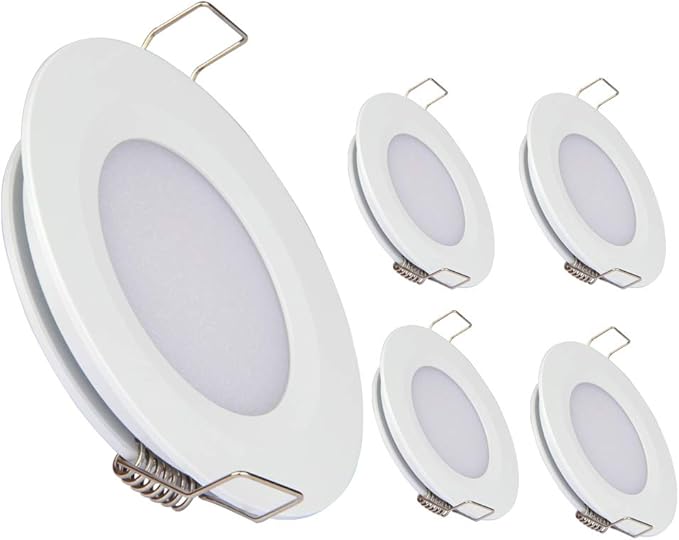 acegoo RV Recessed Ceiling Light 2-3/4” Full Aluminum 12V Dimmable LED Puck Light for Campervan Truck Caravan Boat Roof Under Cabinet Lighting, Flush Mount Cutout 2-1/4" (White,Cool White) 4 Pack