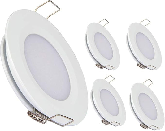 acegoo RV Recessed Ceiling Light 2-3/4” Full Aluminum 12V Dimmable LED Puck Light for Campervan Truck Caravan Boat Roof Under Cabinet Lighting, Flush Mount Cutout 2-1/4" (White,Cool White) 4 Pack