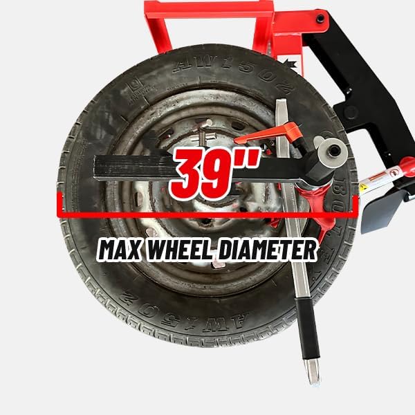 KATOOL 39" Max Wheel Diameter Mini Tire Changer Machine Tire Machine for Road Rescue, Shop Repair, and Home Garage, Red, KT-2002P