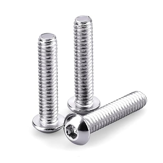 1/4-20 x 1-1/4" Button Head Socket Cap Bolts Screws, 304 Stainless Steel 18-8, Allen Hex Drive, Bright Finish, Fully Machine Thread, Pack of 25