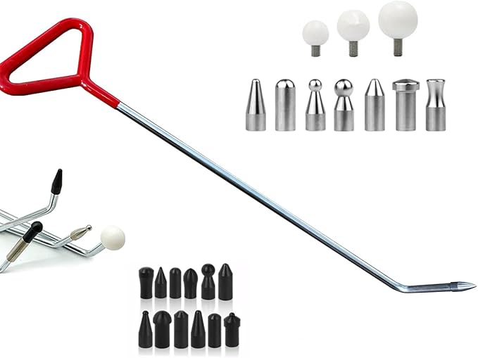 LadyRosian Paintless Dent Repair Kits Dent Repair Rods Stainless Steel Tools with Accessory for Car Auto Body Dents Hail Damage Removal Set