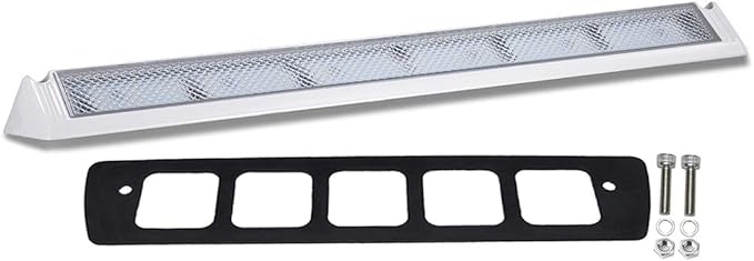 Raycharm 22.4" RV & Boat Exterior LED Porch Lighting Fixture, 40° Down Angle Flood Beam, 6000K Cool-White, 12V/24V DC, High Lumen Output Low Current Draw, Waterproof White Finish, 1-Pack