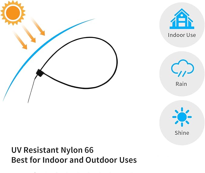 14 Inch Zip Ties White 1000 PCS, 40 Lbs- Heavy Duty Tensile Strength, Nylon PA66 UV Resistant Cable Ties for Indoor and Outdoor Use - Ideal for object bundling and fastening