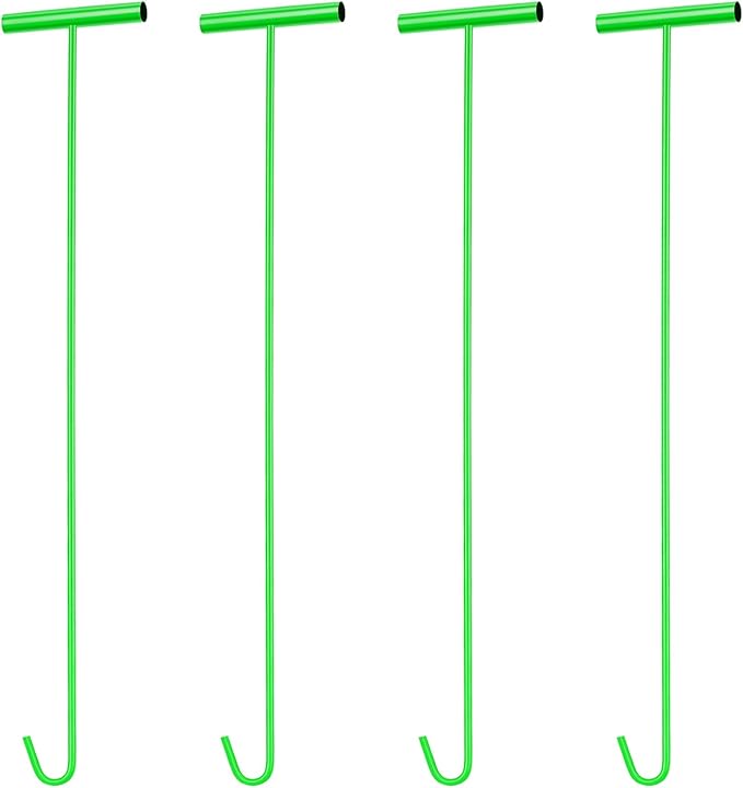 Zonon 4 Pack 31" Green Fifth Wheel Puller 5th Wheel Pin Puller for Semi Truck Cotter Spring Pulling Tool Solid Steel Dock Hooks Portable Type Lifting J Hook for Pulling Storm Drain Manhole Covers