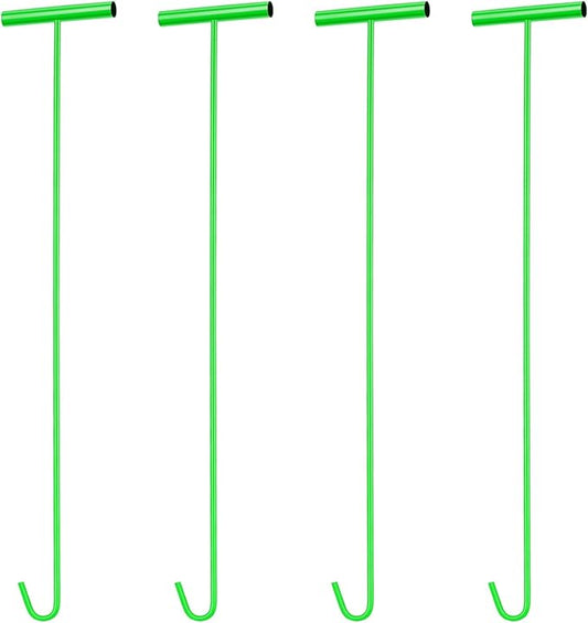 Zonon 4 Pack 31" Green Fifth Wheel Puller 5th Wheel Pin Puller for Semi Truck Cotter Spring Pulling Tool Solid Steel Dock Hooks Portable Type Lifting J Hook for Pulling Storm Drain Manhole Covers