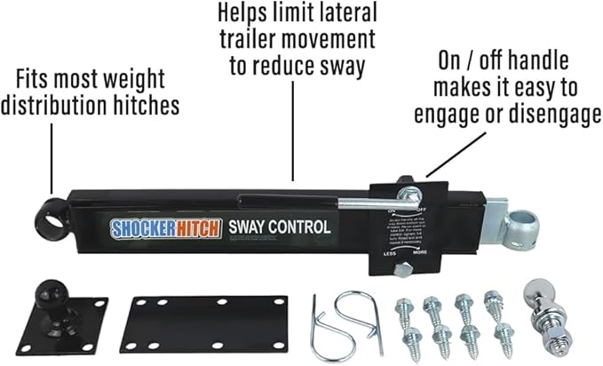 Shocker HD Air Ride Drop Hitch & Sway Control Towing Kit - Fits 2-1/2"Hitch Has 2" Ball, 20,000 lbs, Has 2 Sway Arm Bar Kits