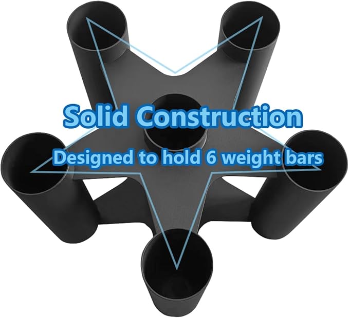 Barbell Rack Stand Vertical Olympic Bar Storage Rack 6 Bars Storage Rack for 2-inch Olympic Bars Dumbbell Handles Triceps Bars Curl Bars