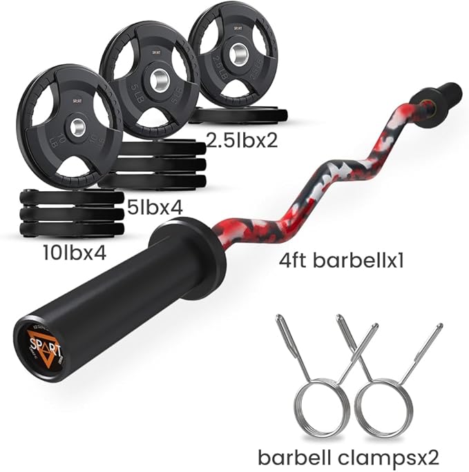 Olympic EZ Curl Bar, 47INCH/4FT Strength Training Curling Bar with Knurled Grip, Chrome Finish, Copper Sleeve Barbell for 2-inch Weight Plates, 500 LBS Capacity