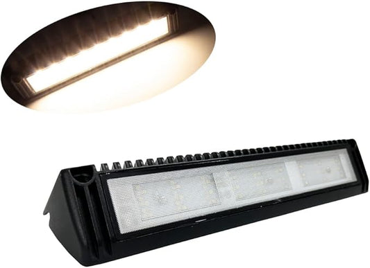 RV LED Porch Exterior Utility Lights, 13 inch Down Angle Flood Beam Awning Light, 3000K Warm-White 12V/24V DC 2700 Lumen, Black Finish Aluminum Housing, for RVs Trailers Campers, 1 Pack