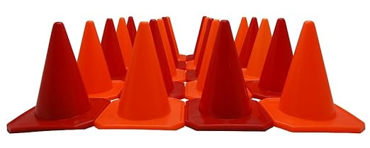 Bluedot Trading 4” Plastic Sports Cones | Agility Cones Games, RC Racing, Outdoor Activities, Soccer Training, Party Games & Decorations - Orange & Red Cones – Set of 20