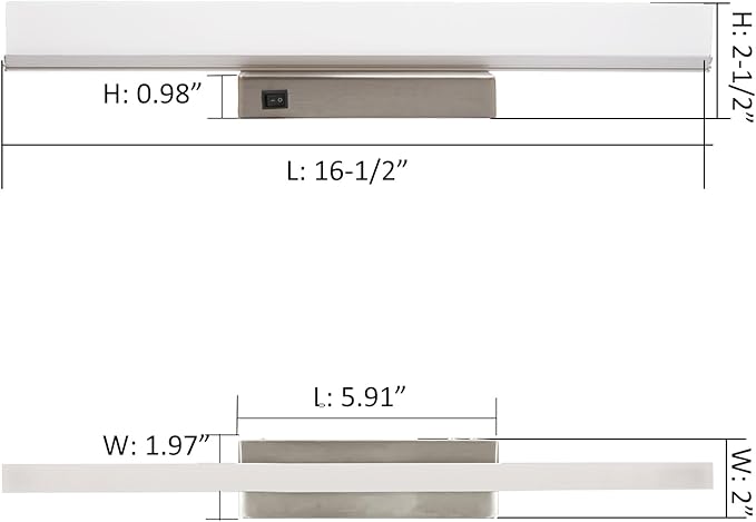 Facon 12V-24V DC RV Vanity Light Fixtures with Switch, 16.5Inch LED RV Wall Sconces Bathroom Mirror Light with Acrylic Lens, RV Interior Lights for RV, Camper, Motorhome, Boat