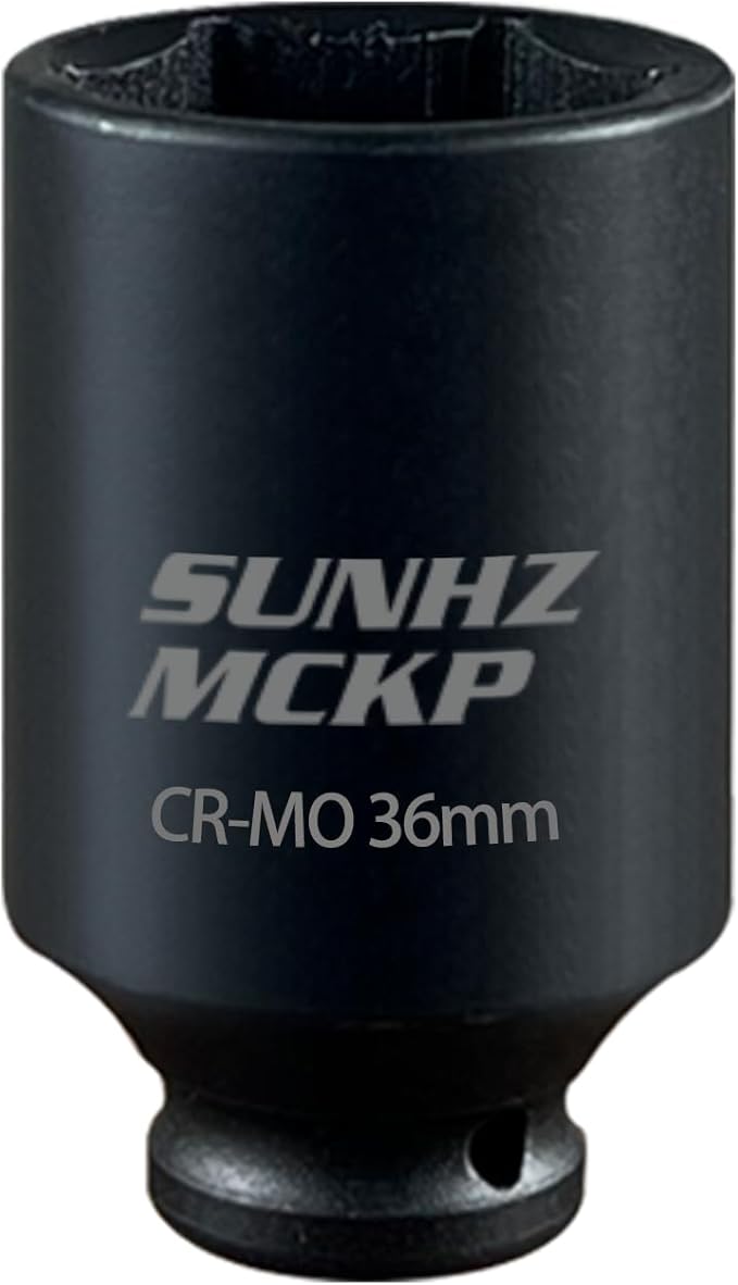 SUNHZMCKP 36mm Socket | 1/2” Drive Deep Impact Socket | 6 Point |CR-MO | Spindle & Axle Nut Impact Grade Socket for Easy Removal (METRIC 36 mm)