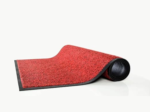 Guardian Platinum Series Indoor Wiper Floor Mat, Rubber with Nylon Carpet, 4'x6', Red