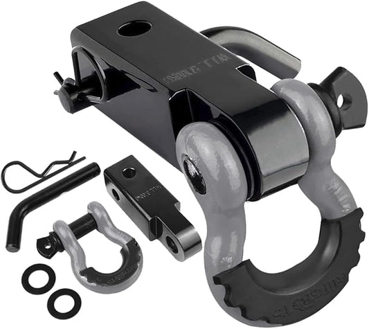 AUTOBOTS Tow Hitch Receiver 2", 45,000 Lbs Break Strength Shackle Hitch Receiver with 5/8" Screw Pin, 3/4 Shackle, Towing Accessories for Vehicle Trailer Recovery Off-Road 2R-Gray-Black-1