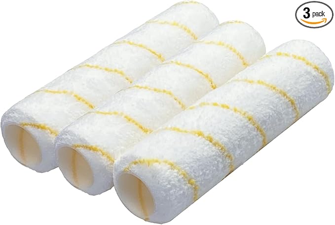 King Origin 9 Inch Microfiber Paint Roller Covers 1/2 Nap - Professional Wall & Ceiling Paint Supplies, 3-Pack Paint Roller Naps for Roller Frame, No Drip Painting Tools for Home