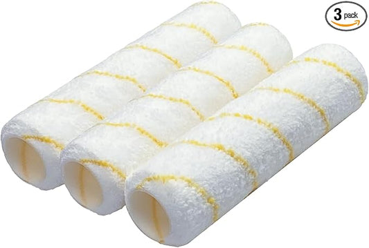 King Origin 9 Inch Microfiber Paint Roller Covers 1/2 Nap - Professional Wall & Ceiling Paint Supplies, 3-Pack Paint Roller Naps for Roller Frame, No Drip Painting Tools for Home