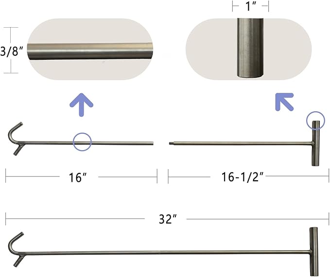 5th Wheel Pin Puller,Portable Stainless Steel Type S-Hook 32 inch,1pack