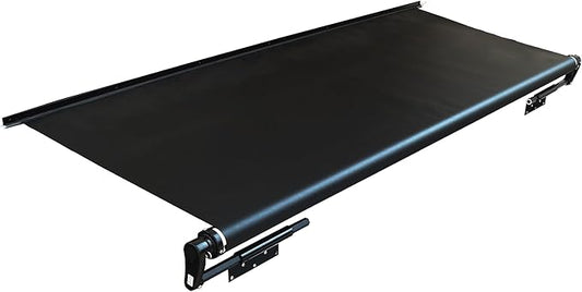 Slide Topper Awning Slide Out Cover Plus Disassembly-Free Adjustment Mechanism with 49" Extension Full Kit for RV,5th Wheel,Trailer,Camper -Black Solid, 6' (5'7" Fabric)