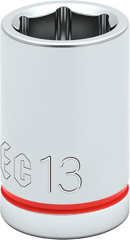 6-Point Shallow Impact Socket, 3/8-Inch Drive 13mm inch Socket, CR-V Drive Socket for Auto Repairing and Household