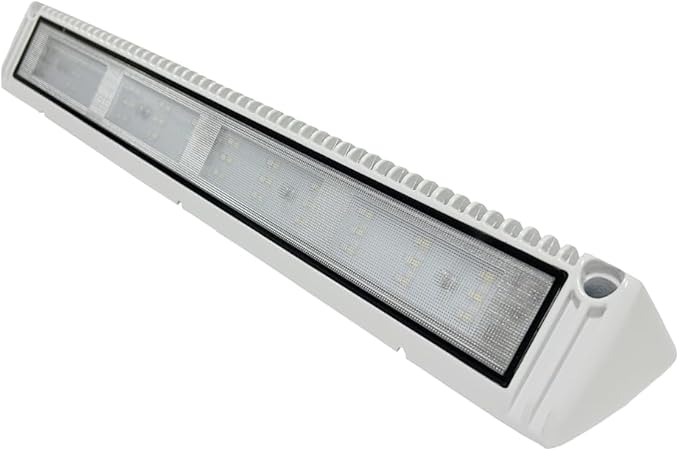 RV LED Exterior Lights, 18 Inch Boat Marine Trailer Utility Porch Awning Lighting Fixture, 12V/24V DC 6000K Cool-White Flood Beam, White Finish, 1 Pack