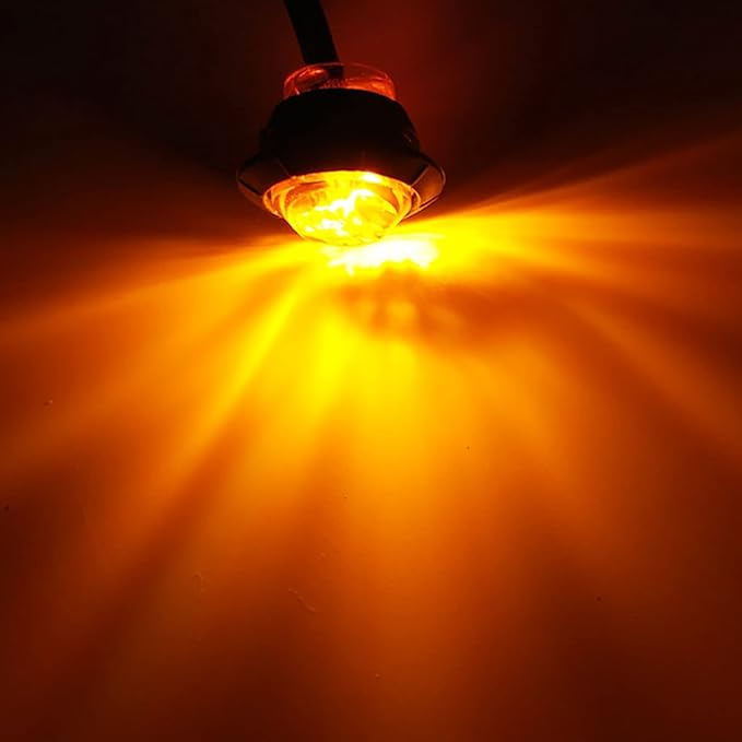 KEING Mini Small Round 3/4 Inch 12V Amber LED Button Clearance Lamp Universal Side Marker Indicator Lights Waterproof Marine Truck Trailer Bus ATV RV Lorry Van Caravan