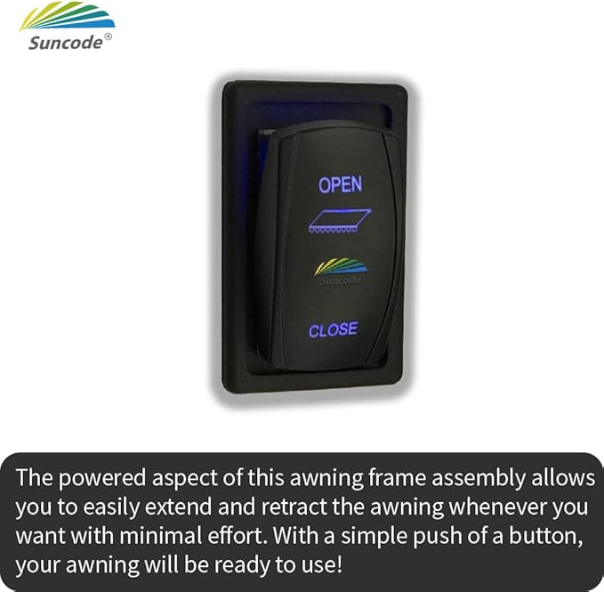 Suncode White Motorized RV Awning Modular Retractable RV Awning Complete Kit for RV,5th Wheel,Travel Trailers,Toy Haulers,and Motorhome RV Trailer Awning for Home or Camper-15x8Ft-Blue Strip