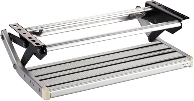 GEARFLAG Manual RV Step – Folding Aluminum Entry Step with Anti-Slip Surface, 440 lbs Capacity – for Camper, Trailer, Motorhome