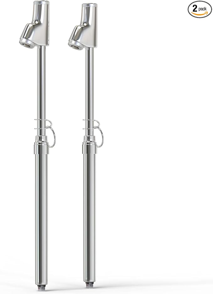 MEANLIN MEASURE Silver Double Straight Type Tire Pressure Gauge, 2Pcs, 10-150 Psi, Suitable for Trucks, Cars, Motorcycles