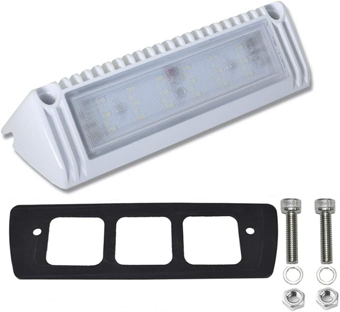 Raycharm 9" RV & Boat Exterior LED Scene Lighting Fixture, 40° Down Angle Flood Beam, 6000K Cool-White, 12V/24V DC, High Lumen Output Low Current Draw, Waterproof White Finish, 1-Pack